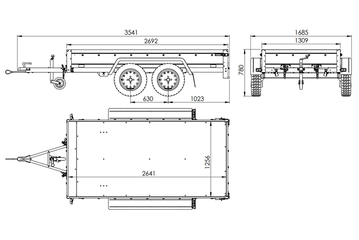 Anhänger mit zwei Achsen Garden Trailer 264/2 KIPP [inkl. zusätzliche Bordwände und Flachplane]-Neu