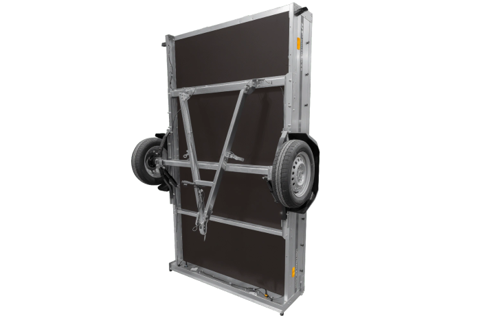Autotransportanhänger auf Federn 264×150 UNITRAILER GARDEN 265/R KIPP mit H-1100 Rahmen und blauer Plane-Neu