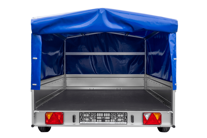 Einachsanhänger 264×150 UNITRAILER GARDEN 265 KIPP mit H-800 Rahmen und blauer Plane-Neu