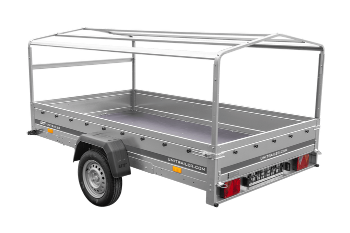 Einachsanhänger 264×150 UNITRAILER GARDEN 265 KIPP mit H-800 Rahmen und grauer Plane-Neu