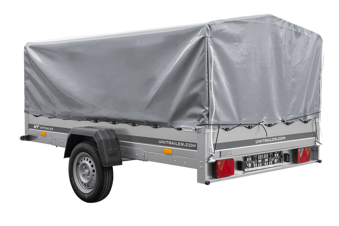 Einachsanhänger 264×150 UNITRAILER GARDEN 265 KIPP mit H-800 Rahmen und grauer Plane-Neu