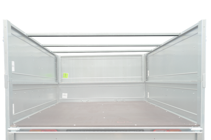 Einachsanhänger 230×125 UNITRAILER FORCE 230 KIPP mit Gitterseitenwänden, H-0-Rahmen und blauer Plane-Neu