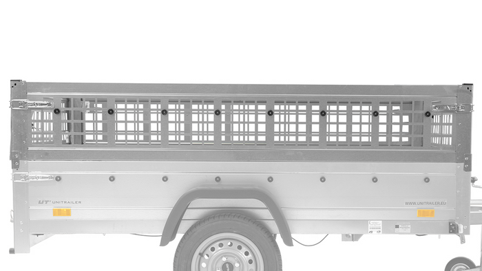 Einachsanhänger 230×125 UNITRAILER FORCE 230 KIPP mit Gitterseitenwänden, H-0-Rahmen und blauer Plane-Neu