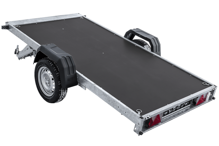 Leichter Anhänger auf Blattfedern 264×125 UNITRAILER FORCE 264/R KIPP mit BIS-Seitenwänden, H-800-Rahmen und blauer Plane-Neu
