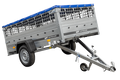 Pkw Transport Anhänger 230×125 Garden Trailer 230 KIPP mit Laubgitteraufsatz, blauer Flachplane und Stützrad-Neu