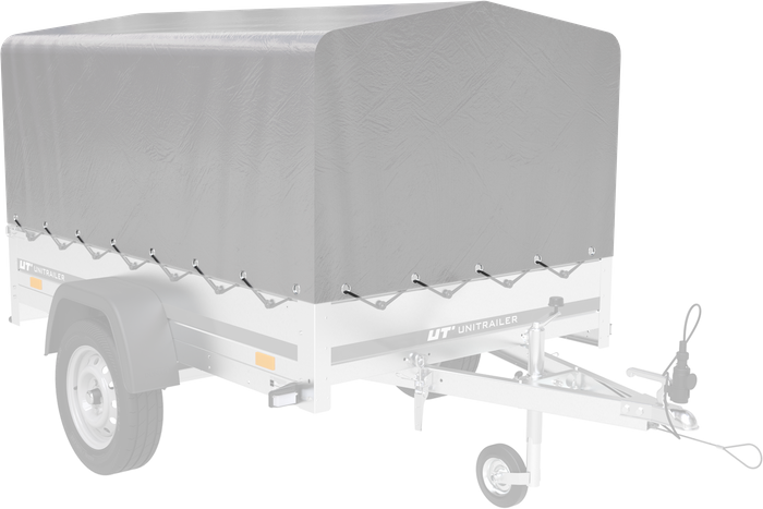 Einachsanhänger 200×125 UNITRAILER GARDEN 201 KIPP mit Gitterseitenwänden, H-800 Rahmen und grauer Plane-Neu