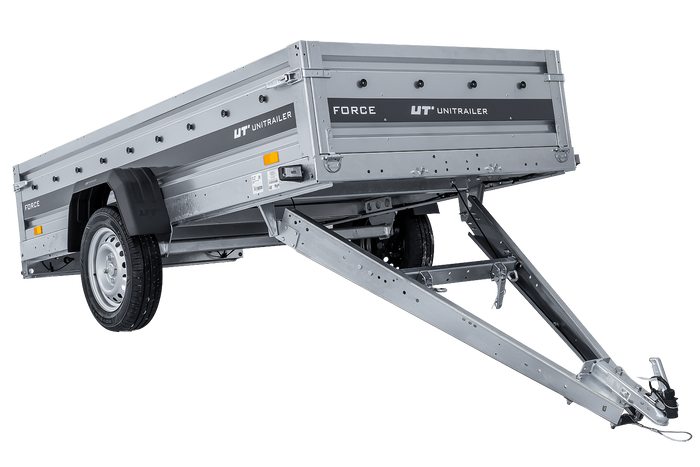 Leichter Anhänger 264×125 UNITRAILER FORCE 264 KIPP mit BIS-Seitenwänden, H-0-Rahmen und grauer Plane-Neu